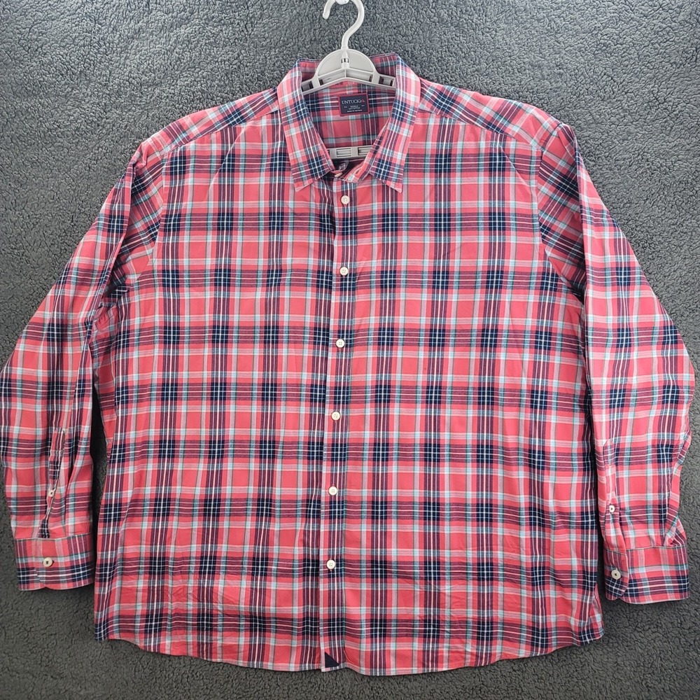 Untuckit Shirt Red Green Blue Men 3XLC Madras Plaid Long Sleeve Button Up Casual